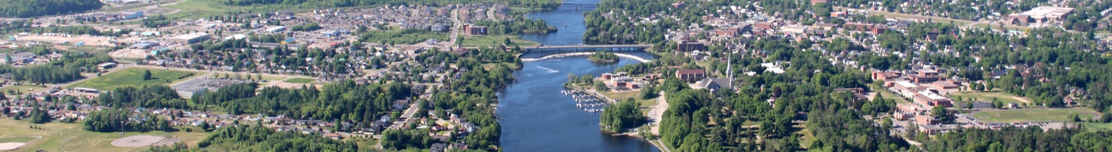 Homepage banner showing an aerial photograph of the Town of Arnprior